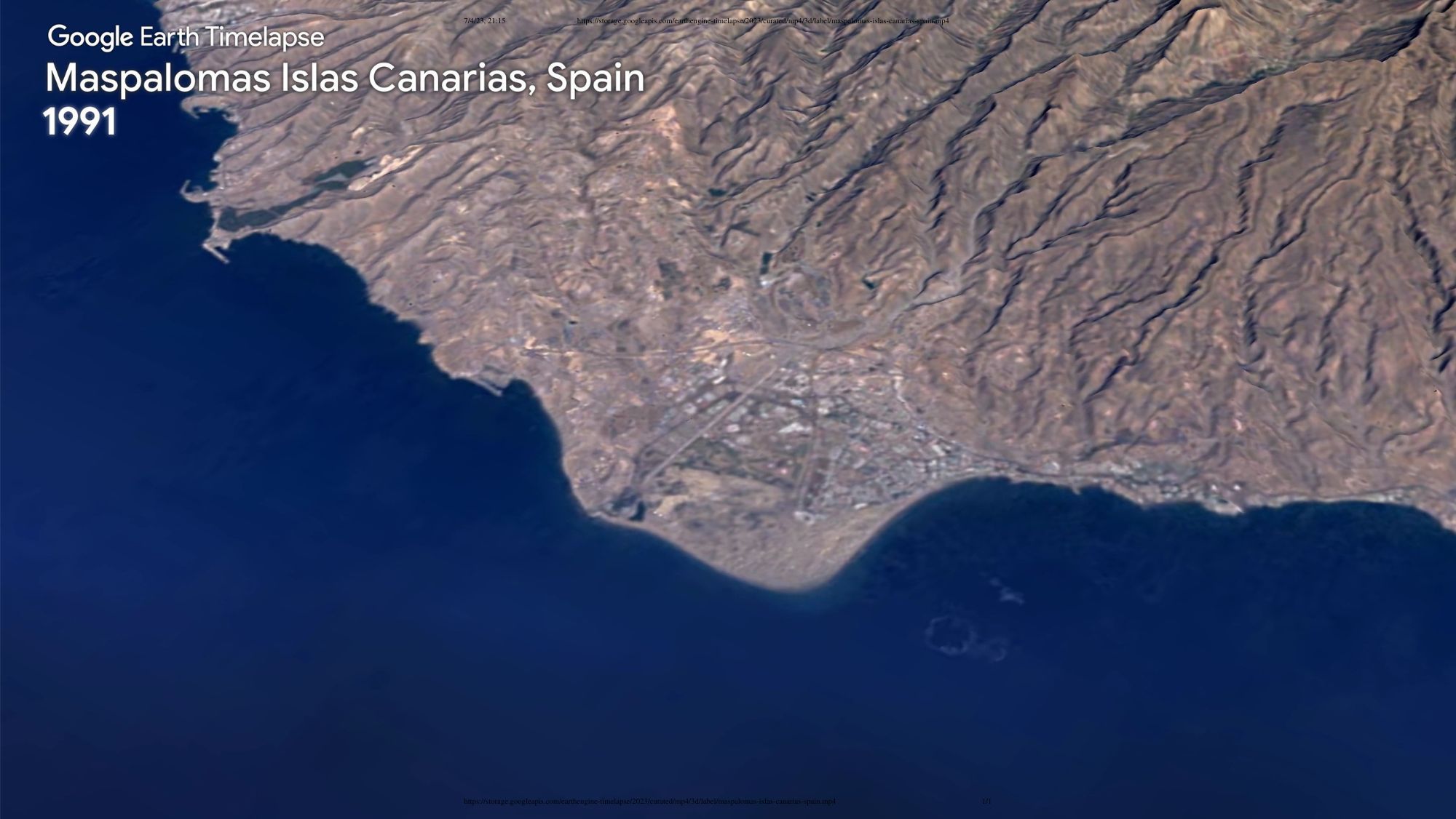 Maspalomas, desde el espacio, en 1991. / GOOGLE EARTH TIMELAPSE