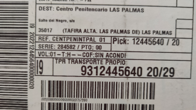 Etiqueta de envío a Las Palmas / ASOCIACIÓN UNIFICADA DE GUARDIAS CIVILES