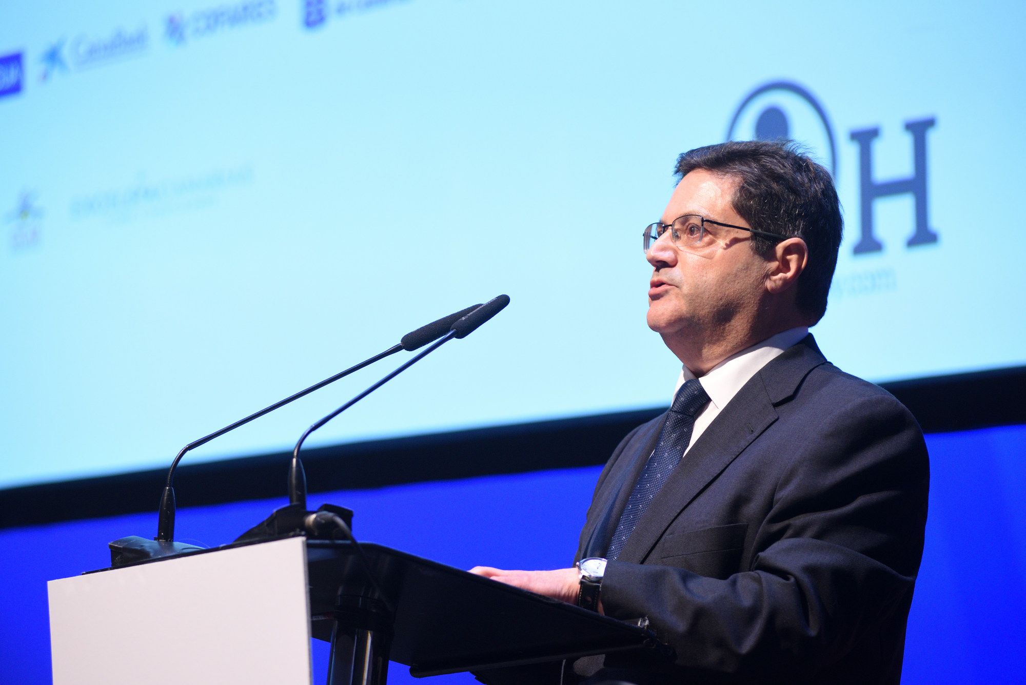 El presidente y fundador de Atlántico Hoy, Corviniano Clavijo, en el discurso de apertura de los Premios Atlántico Hoy