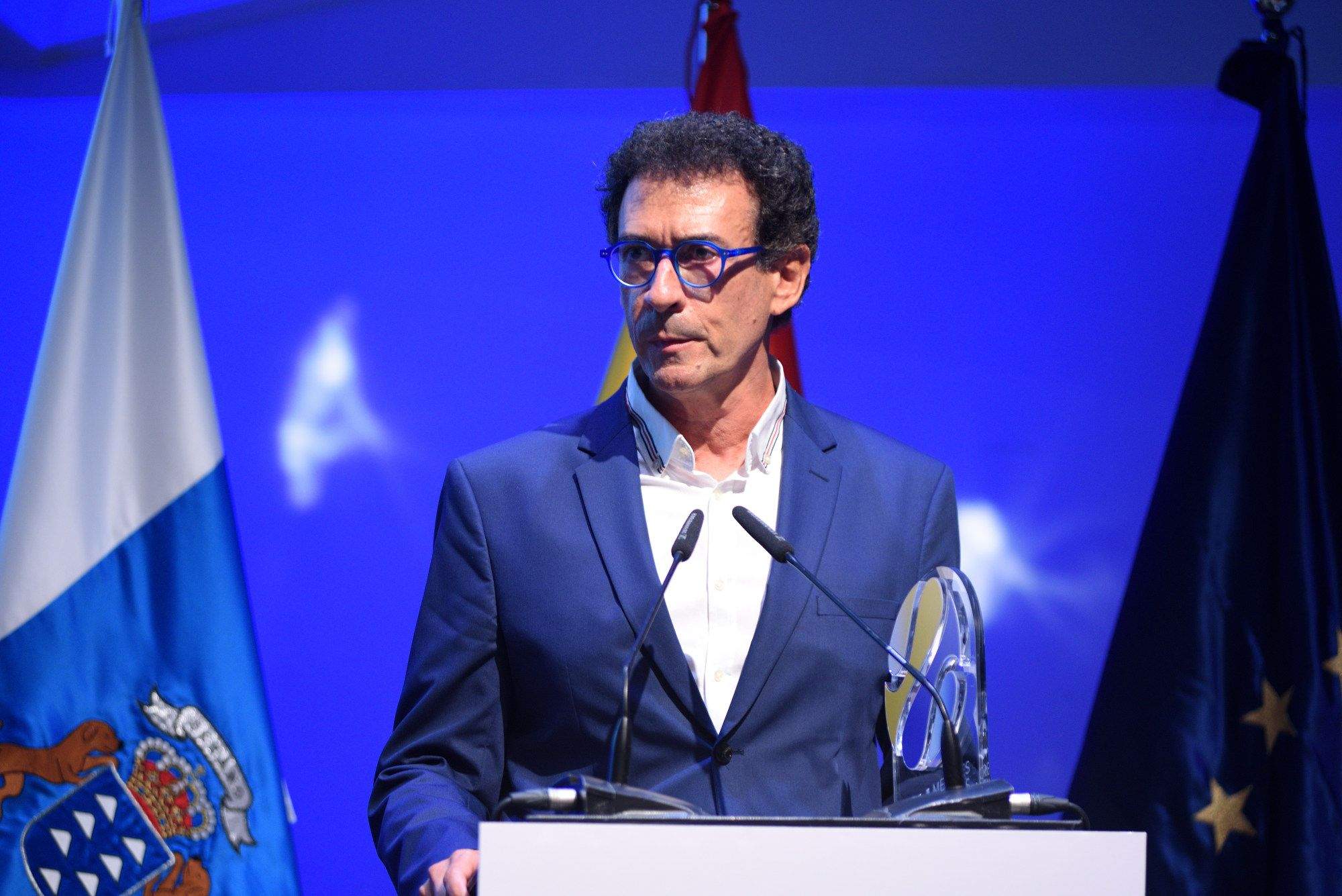 Lucas Fernández, presidente del Grupo Plató del Atlántico durante su discurso tras recibir el premio a la Mejor Iniciativa Empresarial Audiovisual