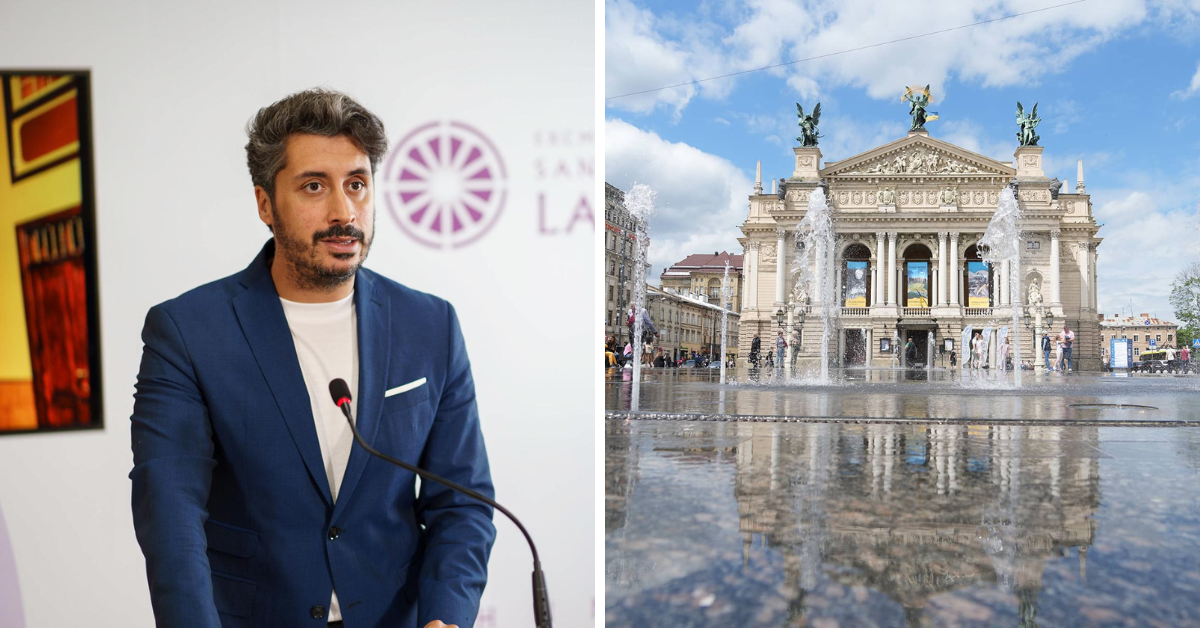 Luis Yeray Gutiérrez, alcalde de La Laguna, y la ciudad de Leópolis, en Ucrania./ MOTAJE ATLÁNTICO HOY