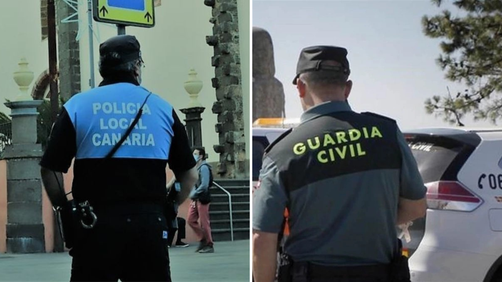 Un agente de la Policía Local de La Laguna y uno de los guardias civiles de la Benemérita./ MONTAJE ATLÁNTICO HOY