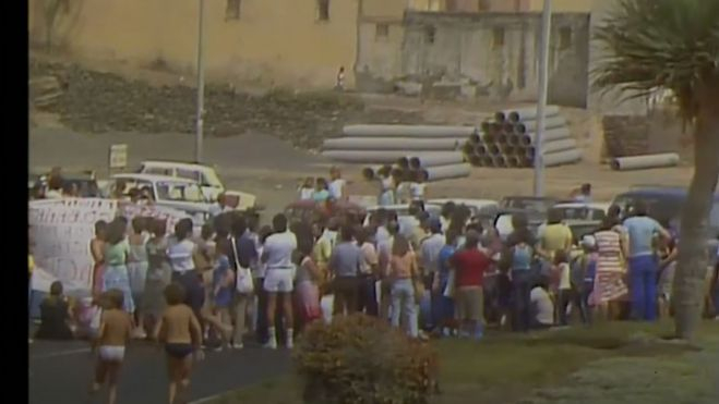 Protesta vecinal durante los días de la guerra del agua en Las Palmas de Gran Canaria