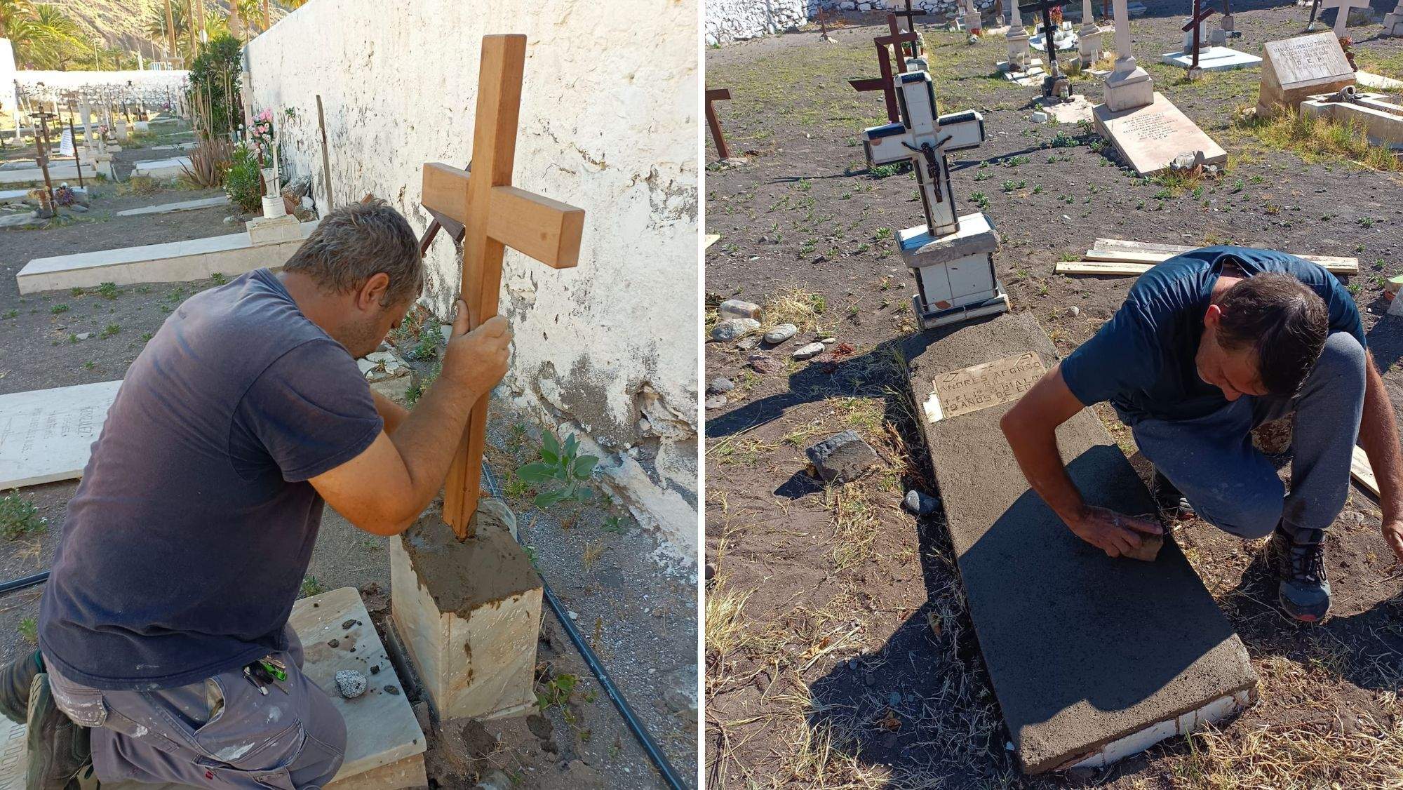 Vecinos de San Andrés arreglan desperfectos en el cementerio junto a Las Teresitas
