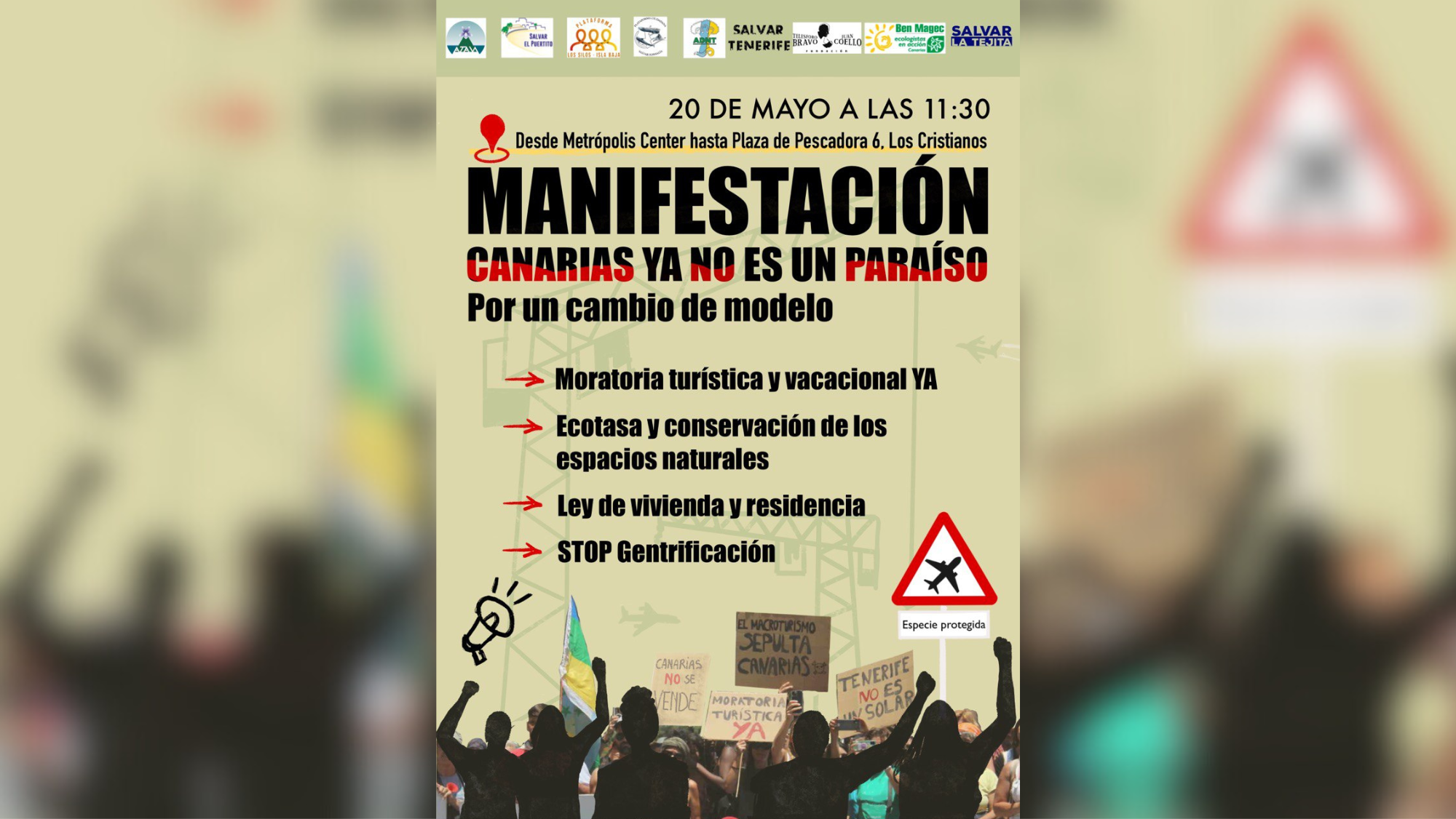 Cartel de la manifestación Canarias ya no es un paraíso. Por un cambio de modelo. / CEDIDA