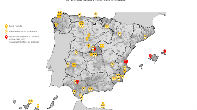 Mapa de la situación de terrenos comprados al Ministerio de Defensa. / CEDIDA Mapa de la situación de terrenos comprados al Ministerio de Defensa. / CEDIDA