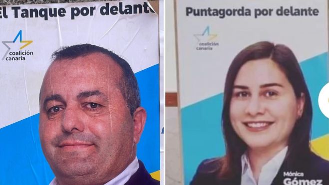 Carteles electorales de Coalición Canaria en El Tanque y Puntagorda. / AH