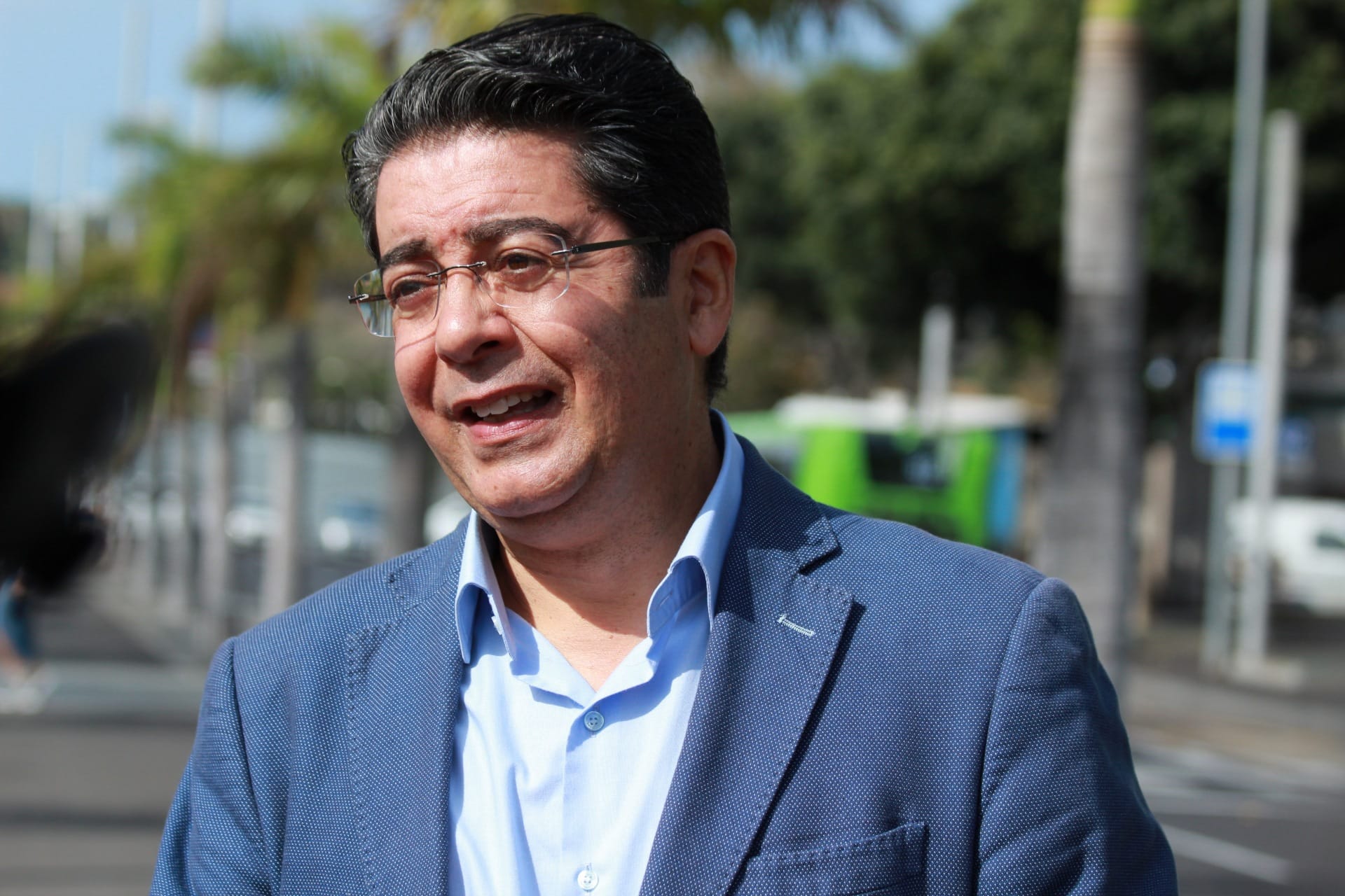 Pedro Martín, presidente del Cabildo de Tenerife y candidato a la reelección, presenta las medidas electorales de movilidad del PSOE para la isla./ ÁLVARO OLIVER - ATLÁNTICO HOY