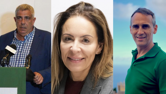 Juan Miguel Rodríguez (NC Tazacorte), Ángeles Fernández (CC El Paso) y Javier Llamas (CC Los Llanos). / MONTAJE AH