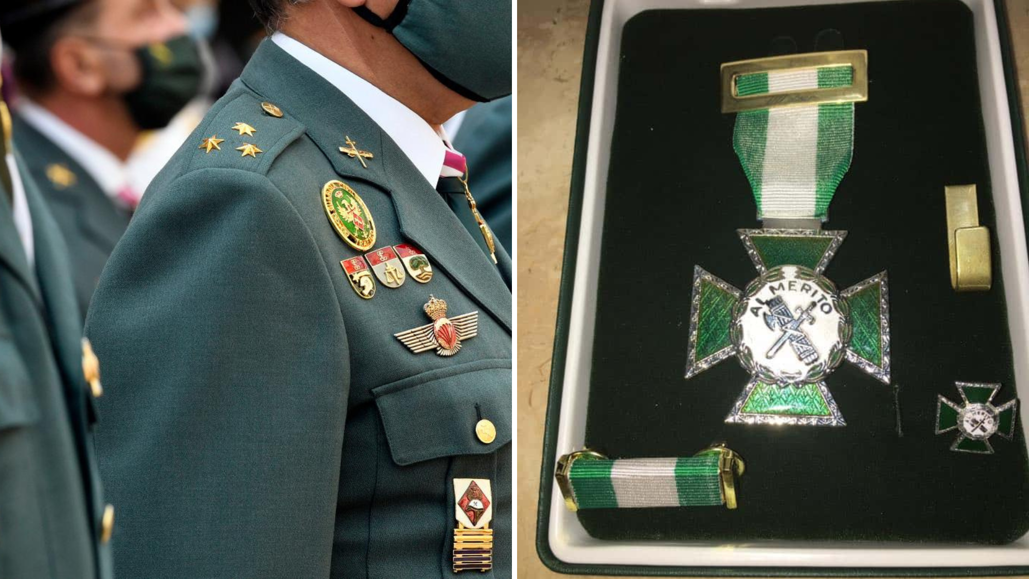 Medalla al mérito de la Guardia Civil entregada como condecoración el día de la Virgen del Pilar./ MONTAJE ATLÁNTICO HOY