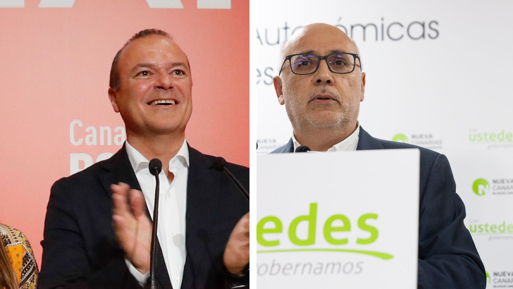 Augusto Hidalgo (PSOE) y Antonio Morales (NC) dialogan en sintonía para sellar un pacto en el Cabildo de Gran Canaria. / AH