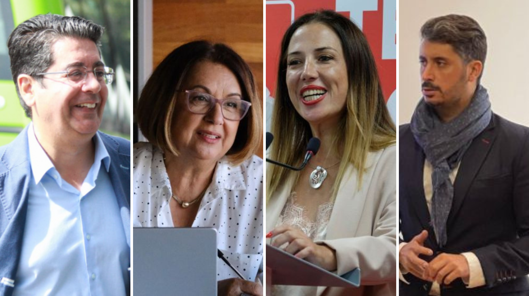 Pedro Martín, presidente en funciones del Cabildo de Tenerife; Josefa Mesa, alcaldesa en funciones del Guía de Isora; Patricia Hernández, ganadora en Santa Cruz; y Luis Yeray Gutiérrez, alcalde de La Laguna./ AH