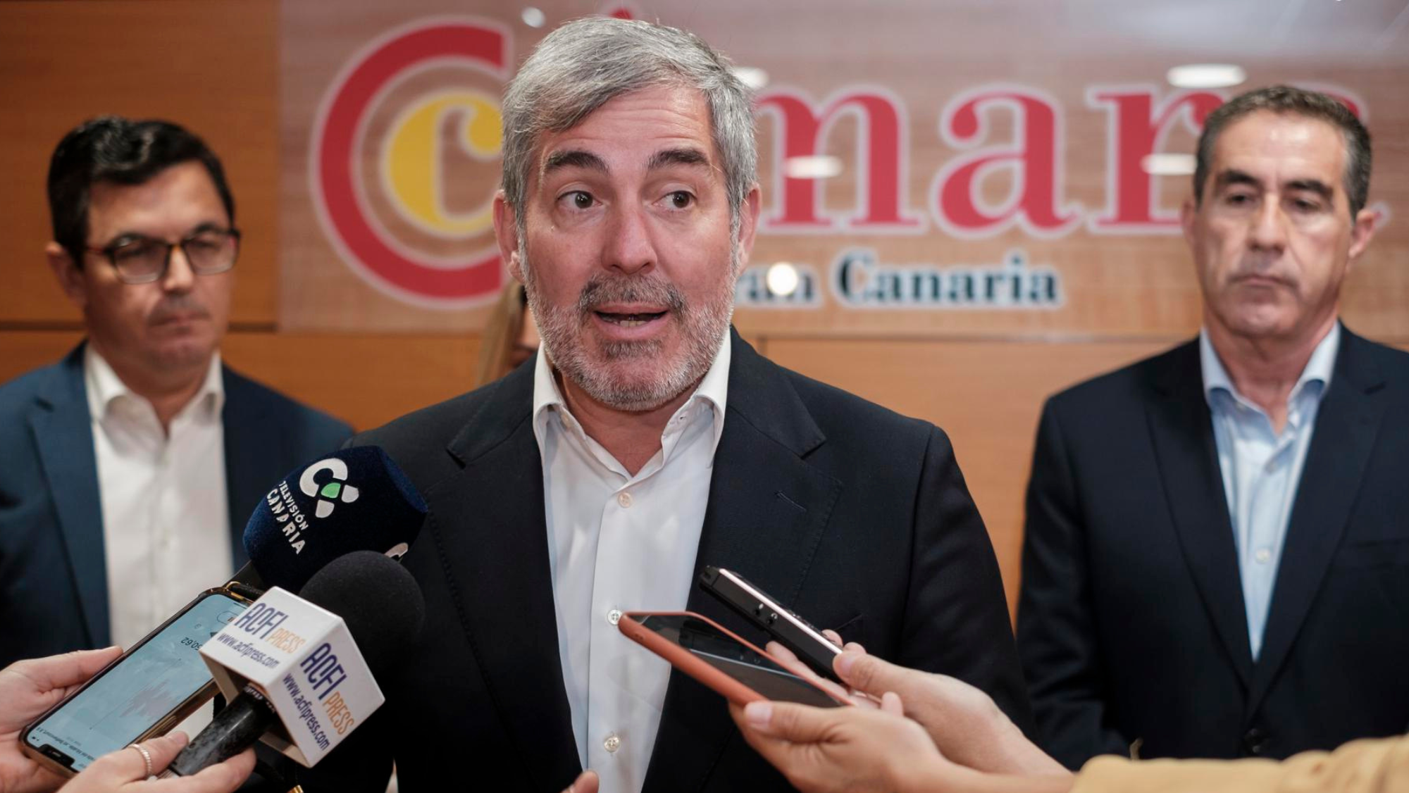 Fernando Clavijo, Pablo Rodríguez y Francis Candil, de CC / EFE