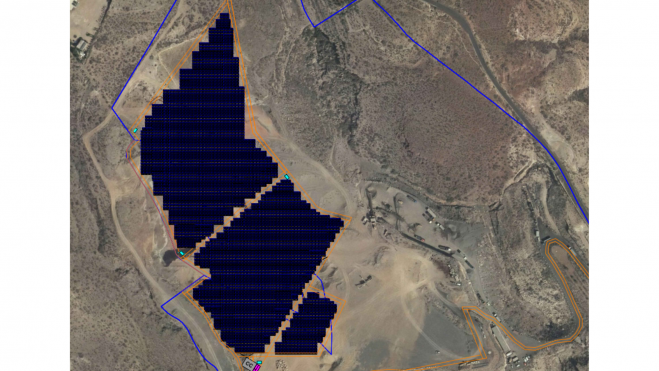 Ilustración de cómo será la planta fotovoltaica que promueve Grupo Satocan. PORYECTO