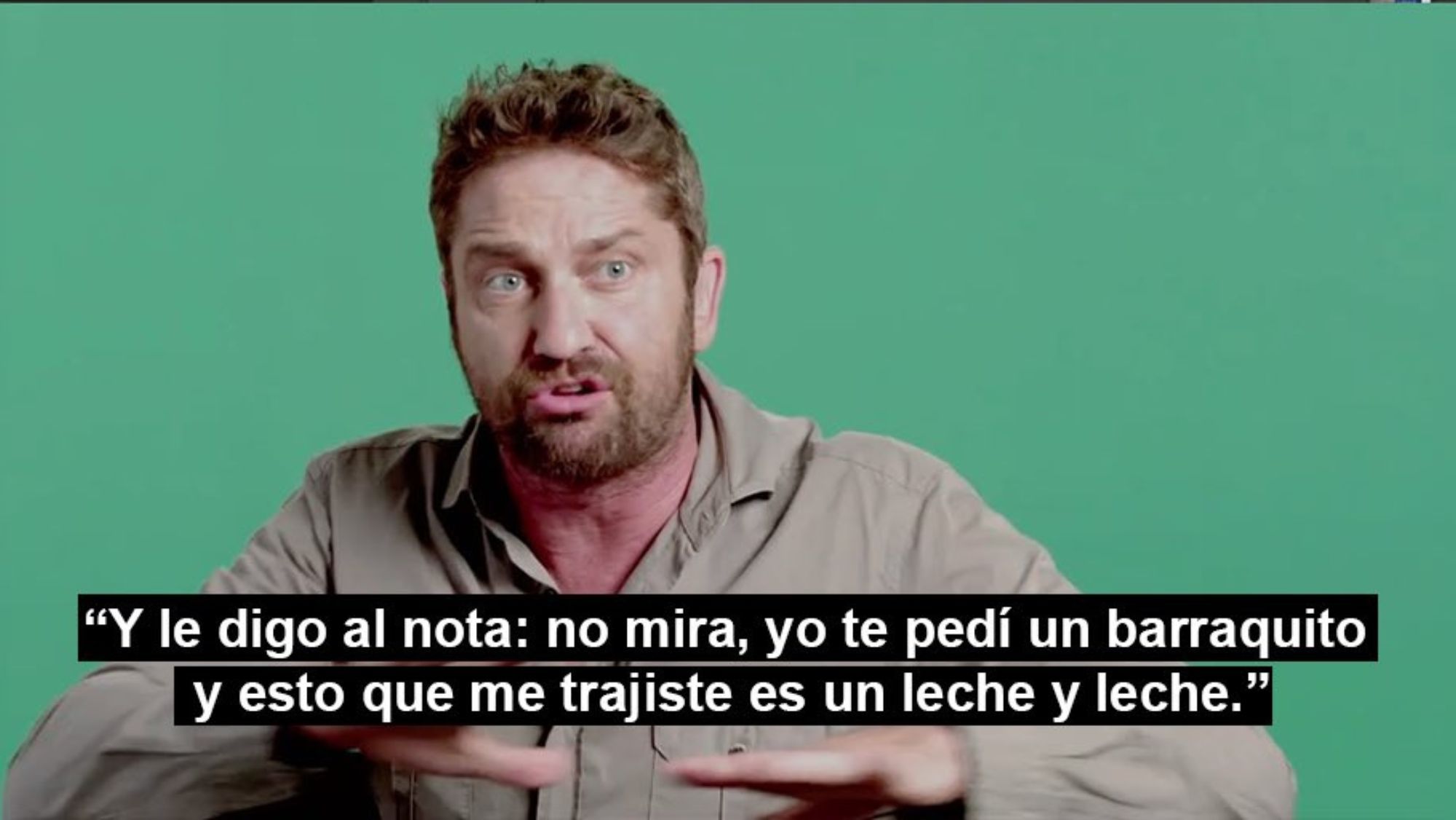 Viñeta creada por El Típico de Tenerife sobre una entrevista a Gerard Butler / El Típico de Tenerife