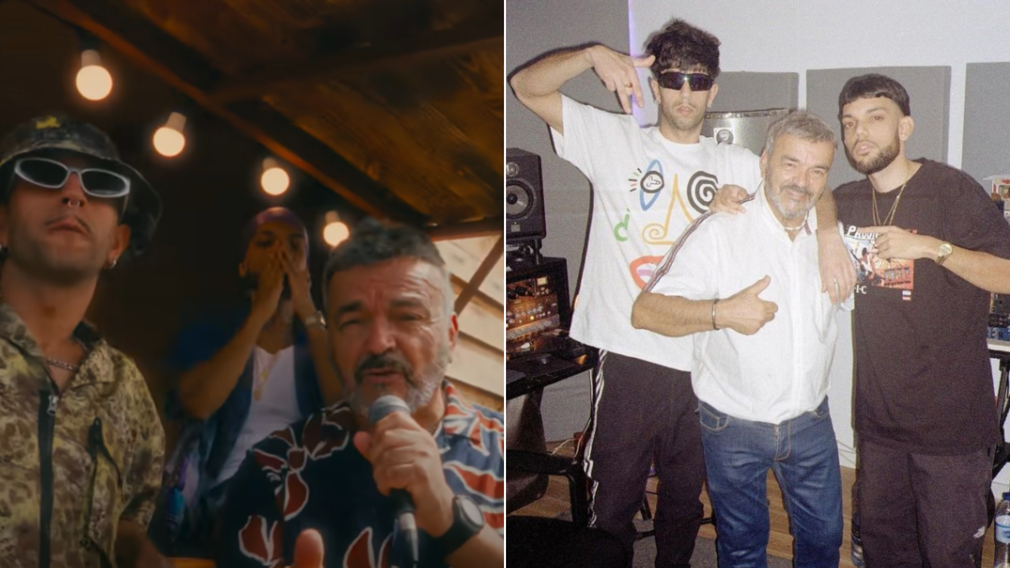 Fotograma del videoclip de 'Amanecí sin ti' y foto de cuando anunciaron la colaboración / MONTAJE AH