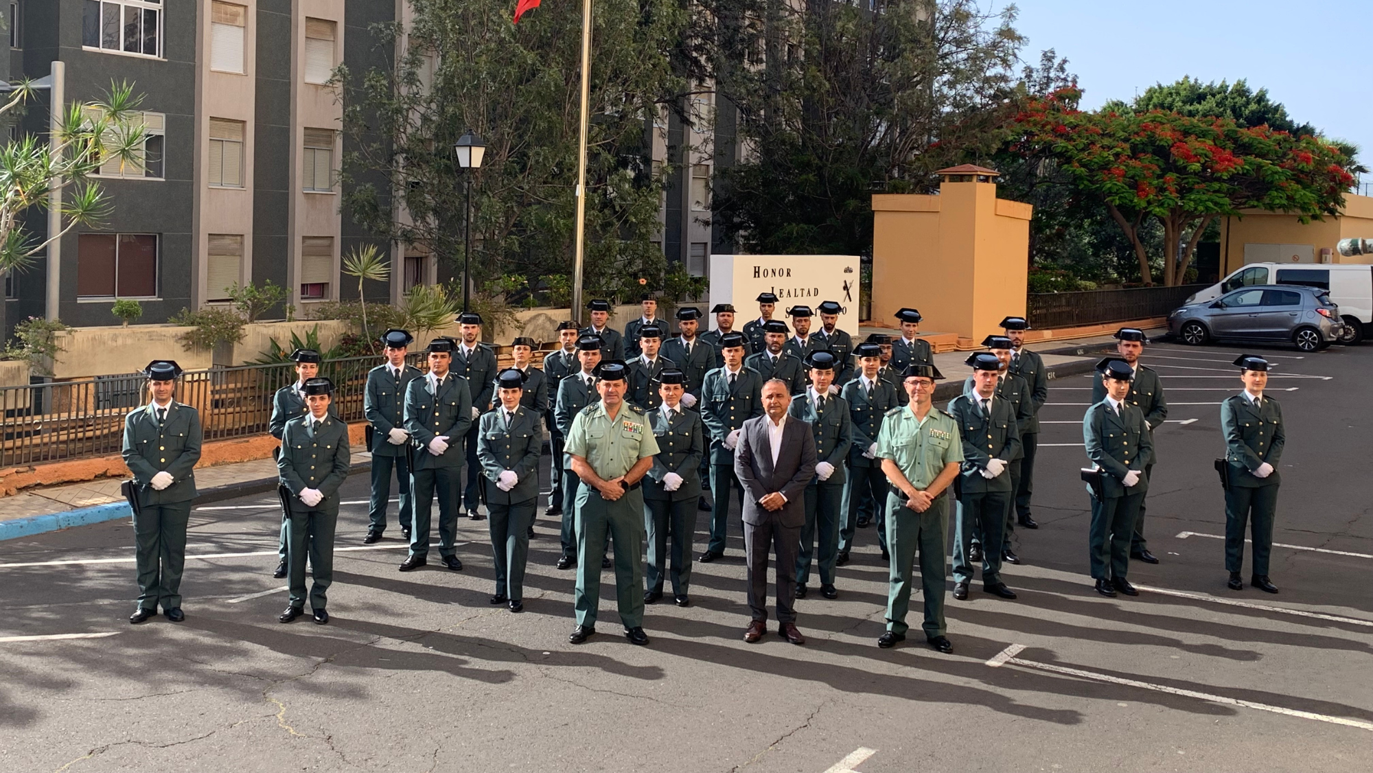 Los 66 agentes de la Guardia Civil en Canarias que se han incorporado en prácticas./ CEDIDA