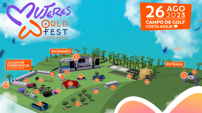 Mapa del festival con sus distintos puntos / MUJERES WORLD FEST