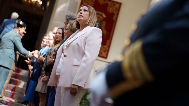 La presidenta del Parlamento de Canarias, Astrid Pérez, en el acto solemne de apertura de la undécima legislatura / EFE / RAMÓN DE LA ROCHA