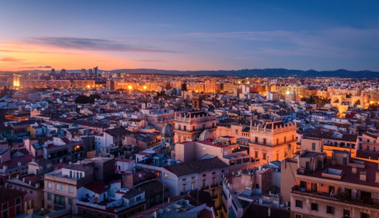 Vista de Valencia al atardecer