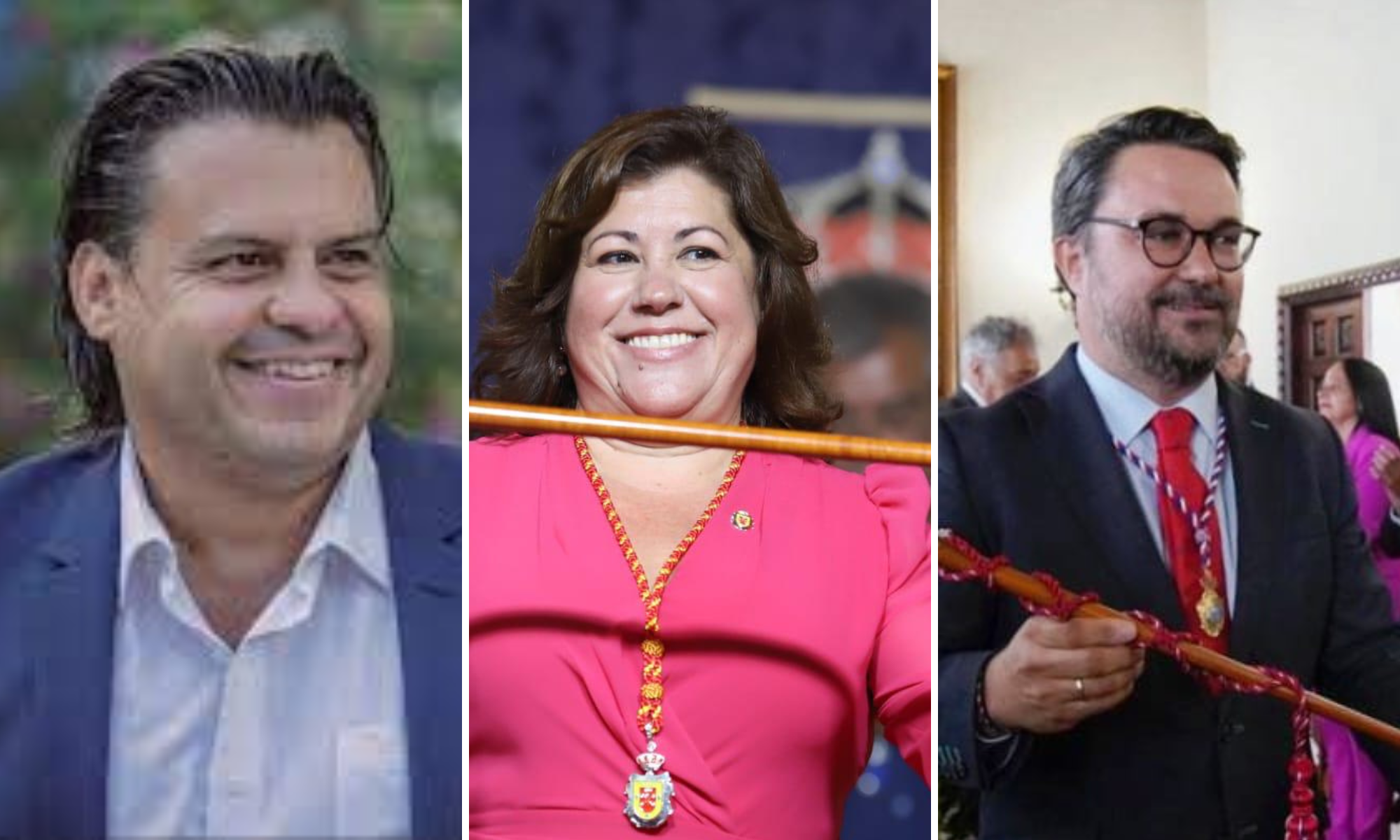 Gustavo Pérez, Sandra Izquierdo y Asier Antona, tres de los alcaldes que han incrementado el gasto de su municipio como primera medida. MONTAJE DE ATLÁNTICO HOY DE IMÁGENES DE LOS POLÍTICOS Y CONSISTORIOS