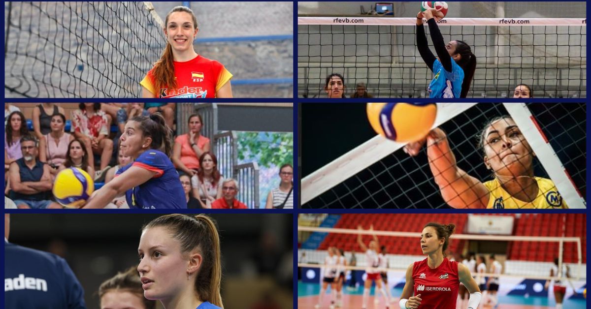 Raquel Montoro, Paula García, Marga Pizá, Dayana Segovia, Ariadna Priante y Denia Bravo (de izqda. a dcha. y de arriba abajo) son las seis nuevas caras que ya ha anunciado el Haris, además del entrenador Miguel Rivera./ REDES.