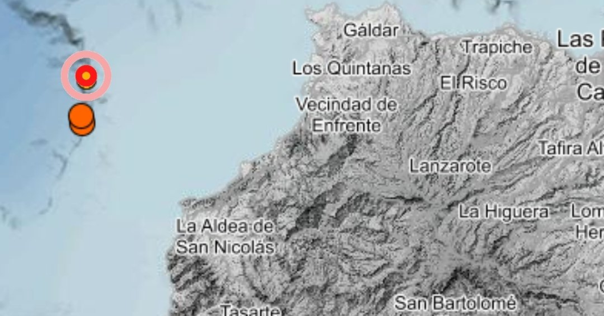 Localización de los terremotos al oeste de Gran Canaria de este 6 de julio de 20023./ IGN