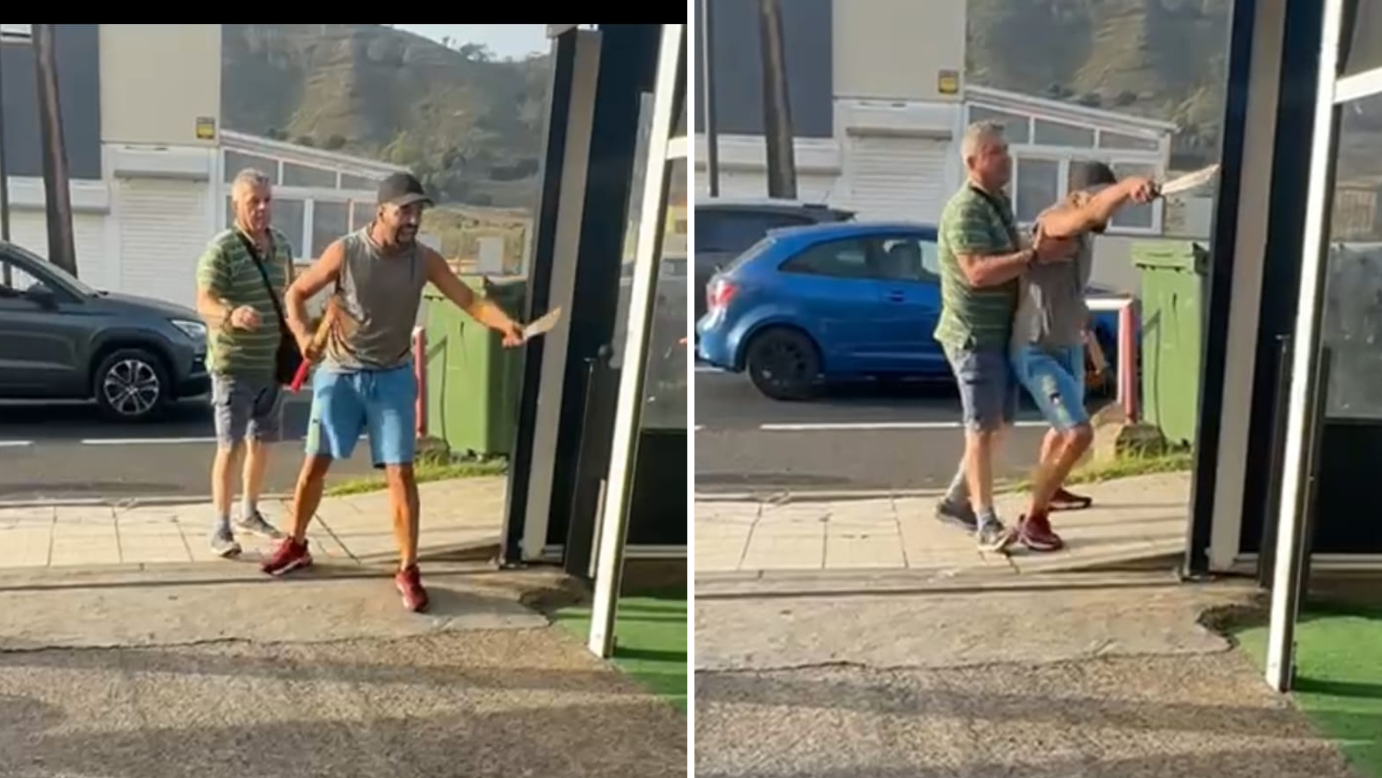 Un hombre en Canarias con un machete y un hacha amenaza a otro./ REDES