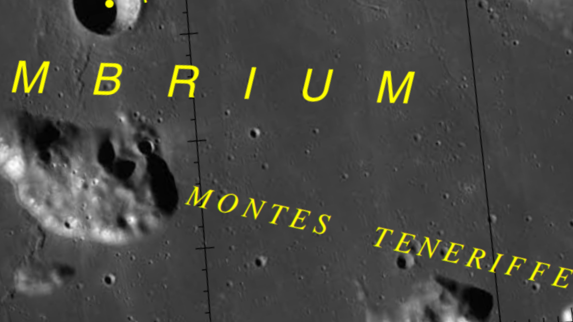 Captura de uno de los montes lunares con nombre dedicado a Canarias. / NASA
