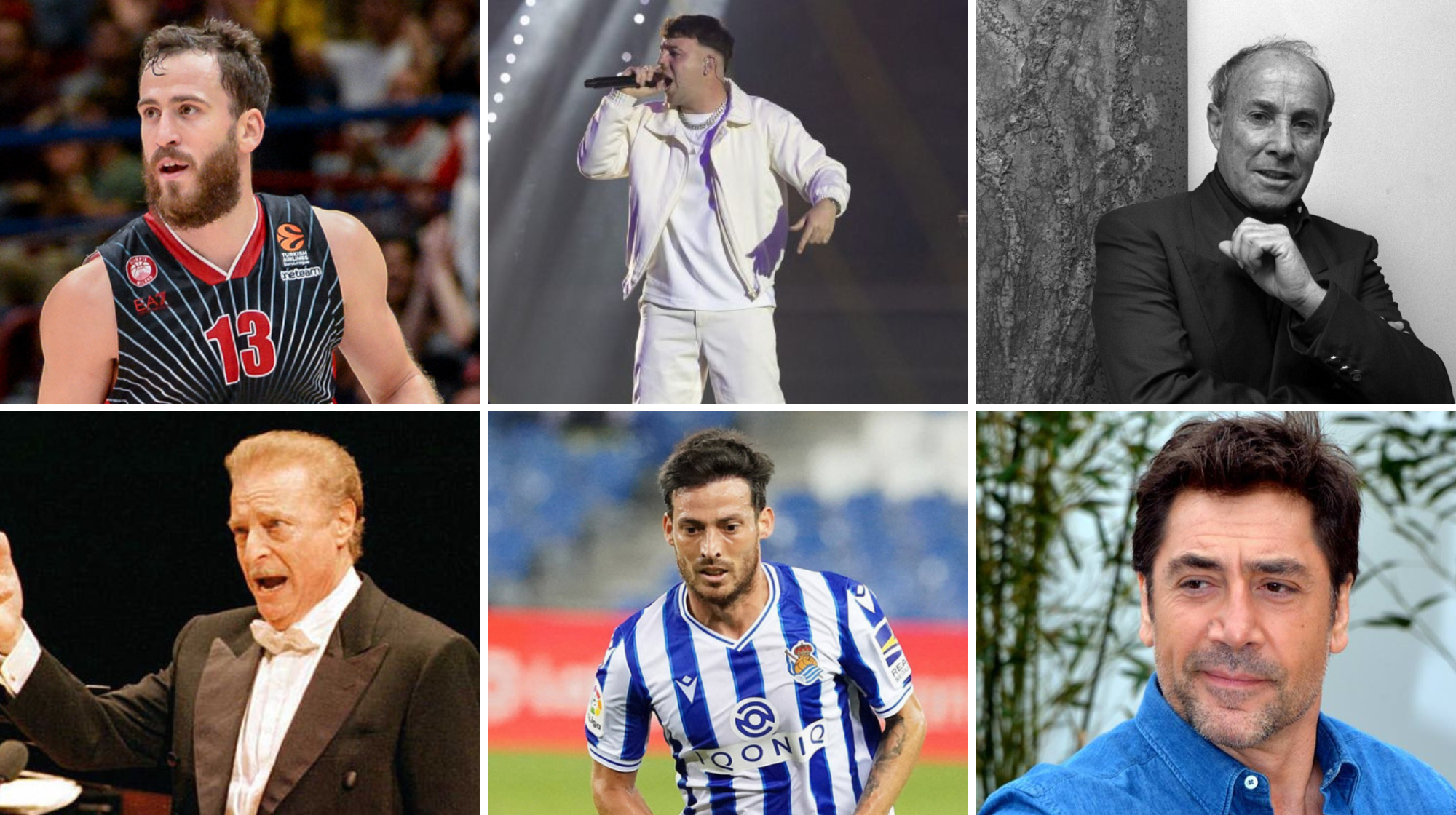 Sergio Rodríguez, Quevedo, Cesar Manrique, Alfredo Kraus, David Silva y Javier Bardem - ¿El canario más famoso de la historia?./ MONTAJE AH