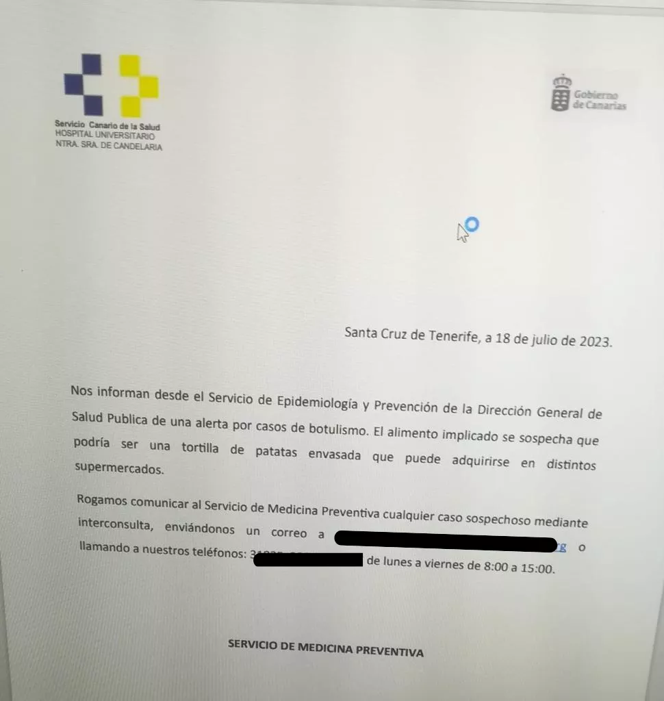 Comunicado interno para los trabajadores del Servicio Canario de Salud./ CEDIDA