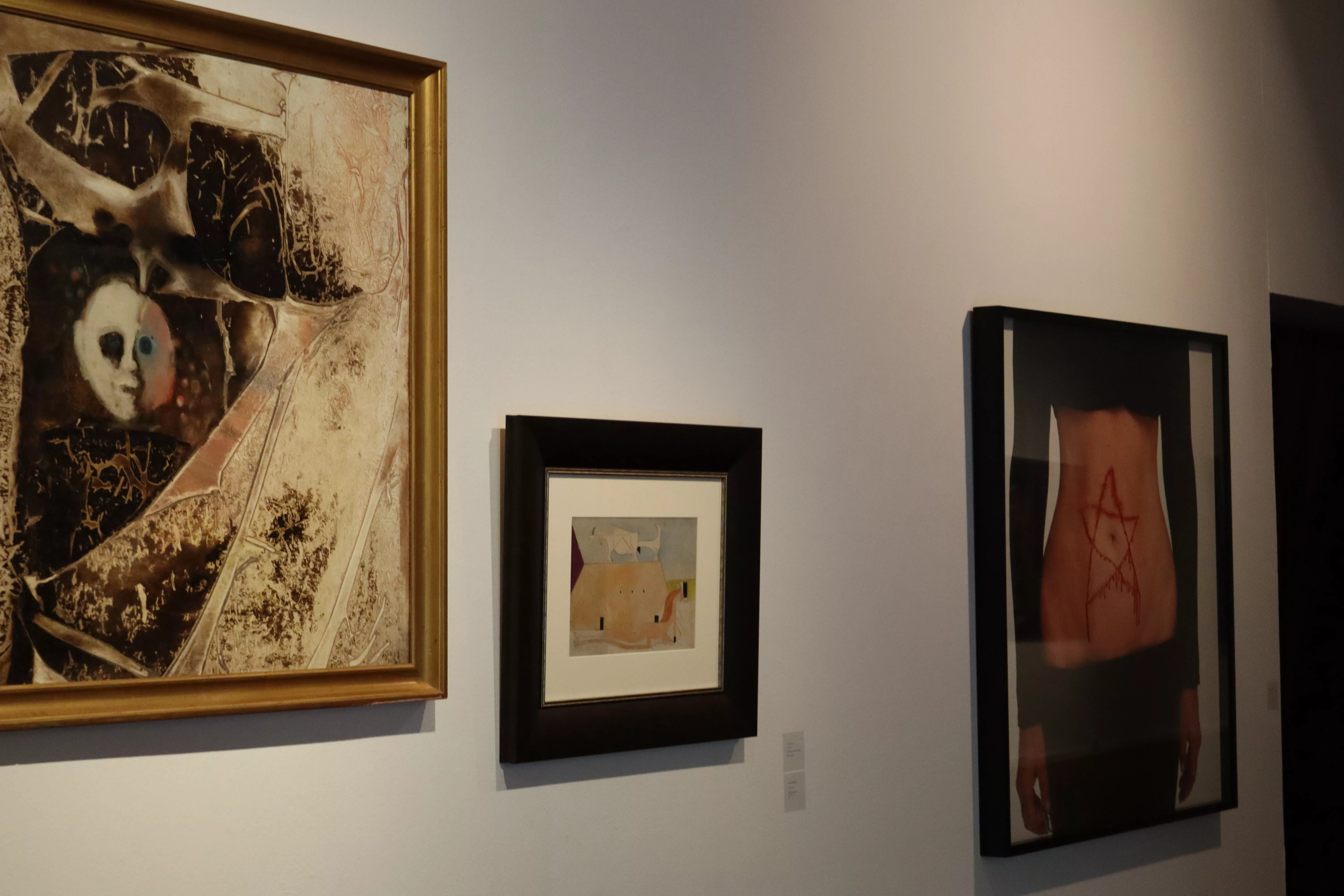 Tres cuadros expuestos en la muestra ‘Georgiana’s Echoes' en el Cabrera Pinto. / ATLÁNTICO HOY