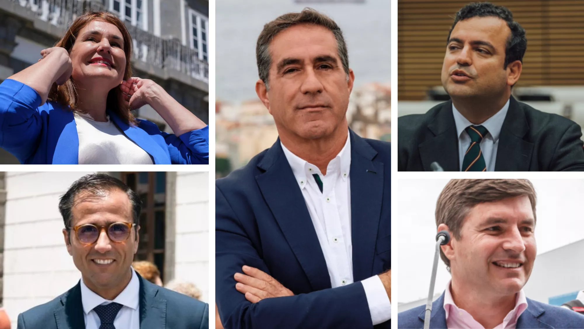 Jimena Delgado, Ángel Sabroso, Francis Candil, Alberto Rodríguez y Nicasio Galván, concejales de la oposición tras el 28M en el Ayuntamiento de Las Palmas de Gran Canaria