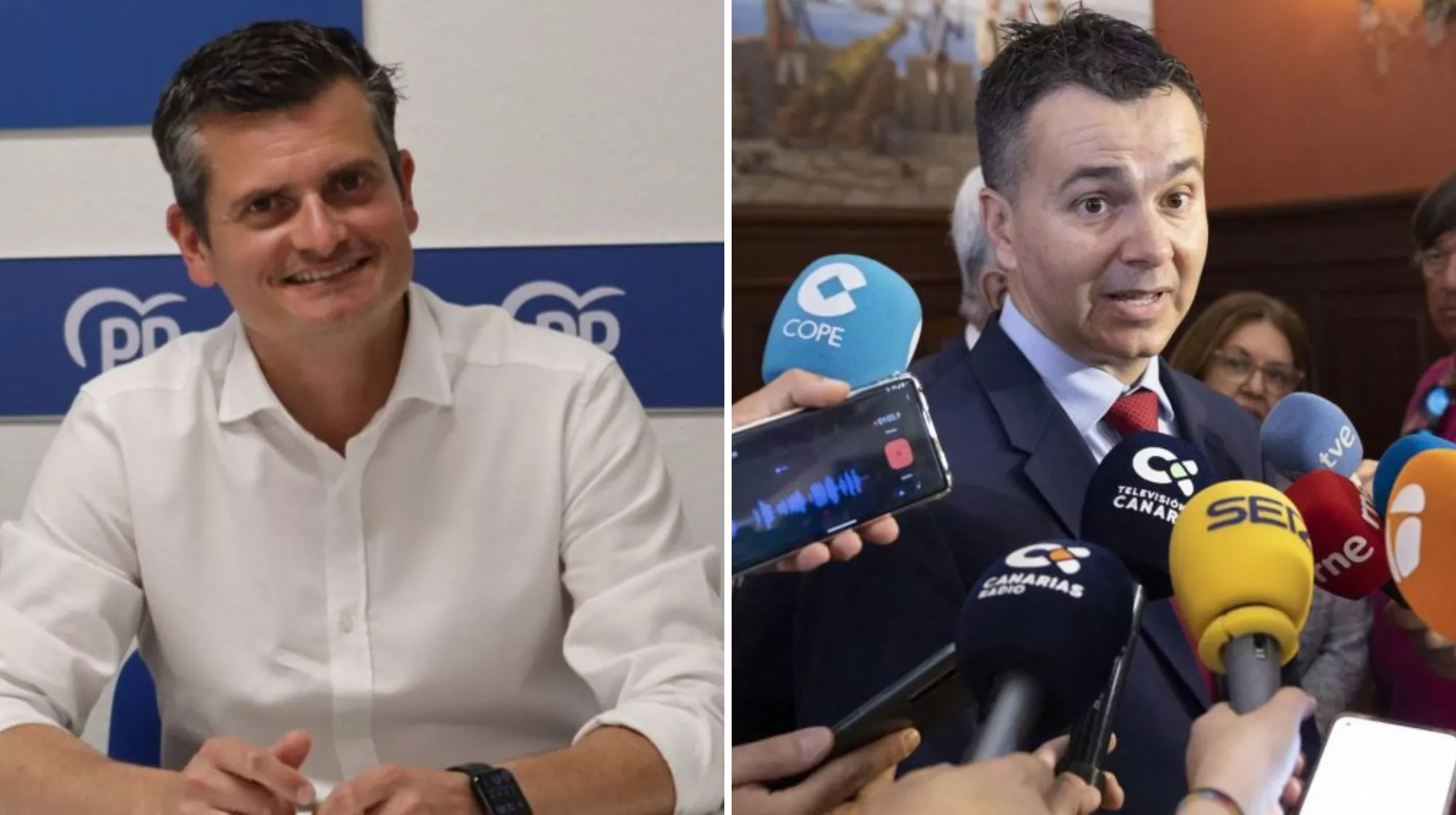 Los candidato al Congreso en la provincia de Santa Cruz de Tenerife por el PP y PSOE, Juan Antonio Rojas y Héctor Gómez./