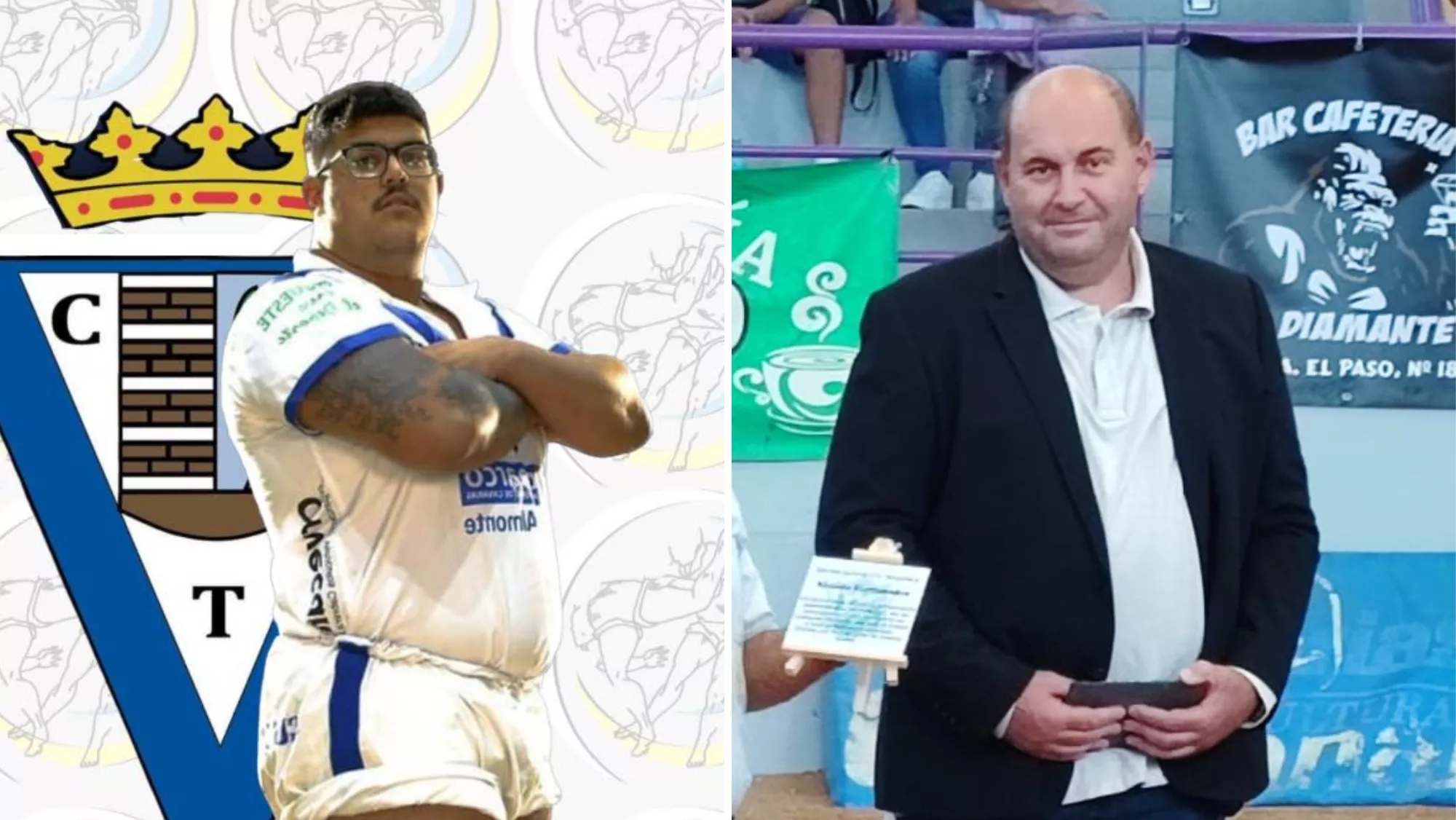 A la izquierda, Hackym García, exluchador del C.L. Tegueste. A la derecha, el presidente de la federación tinerfeña de lucha, Jeremías Hernández./ MONTAJE AH