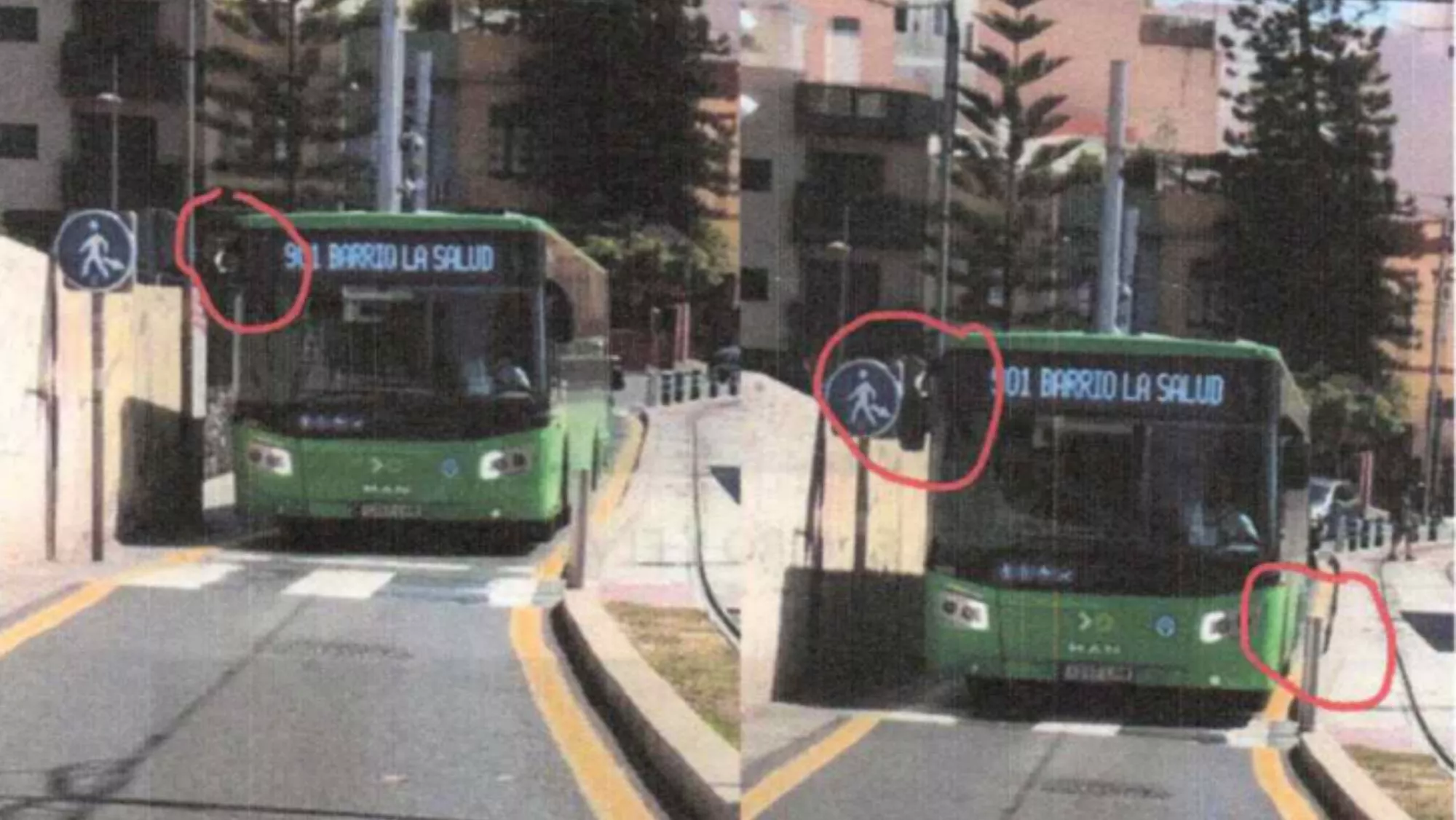 Imagen presentada en el informe del comité de empresa sobre problemas de seguridad de las guaguas / CEDIDA Imagen presentada en el informe del comité de empresa sobre problemas de seguridad de las guaguas / CEDIDA