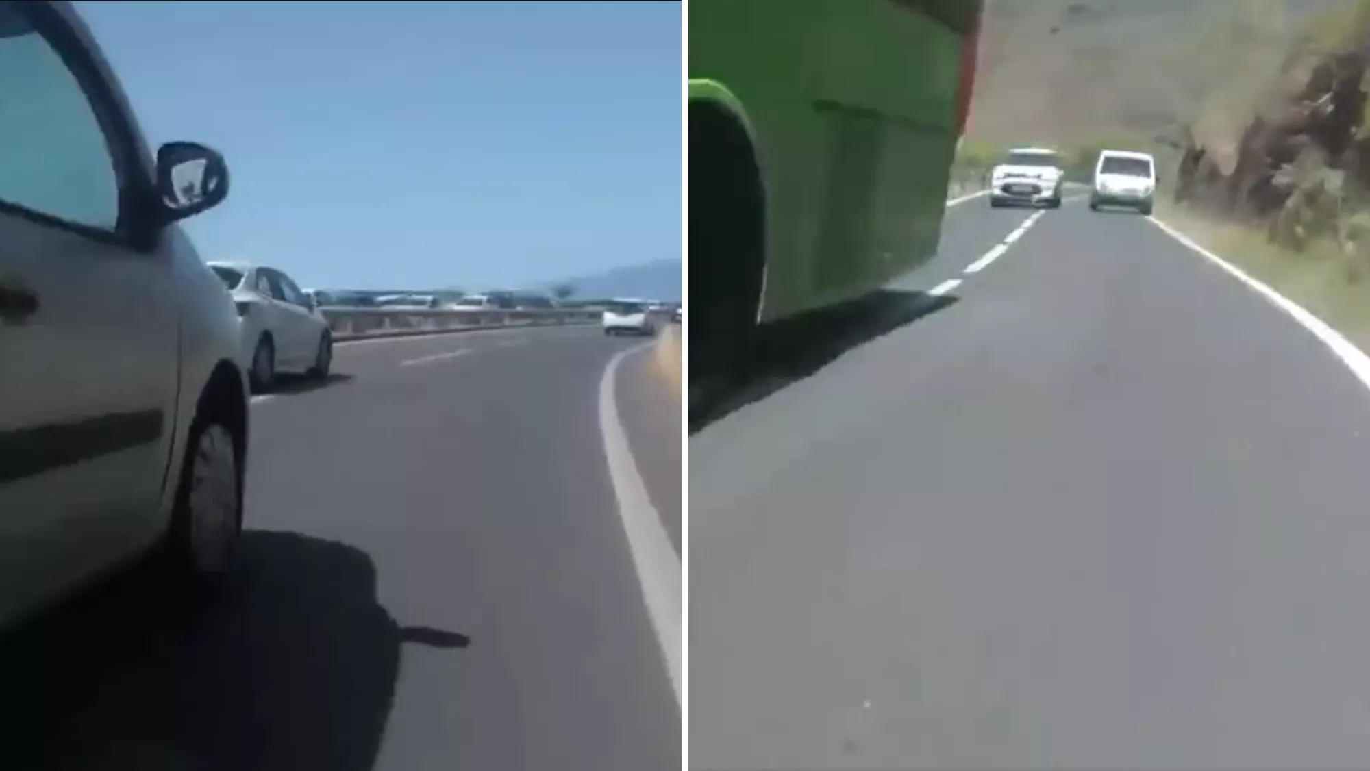 Incidentes que ha tenido un ciclista de Tenerife con coches en la carretera./ CEDIDAS