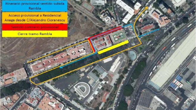 Rutas alternativas por trabajos en la Rambla de Santa Cruz / CEDIDA Rutas alternativas por trabajos en la Rambla de Santa Cruz / CEDIDA