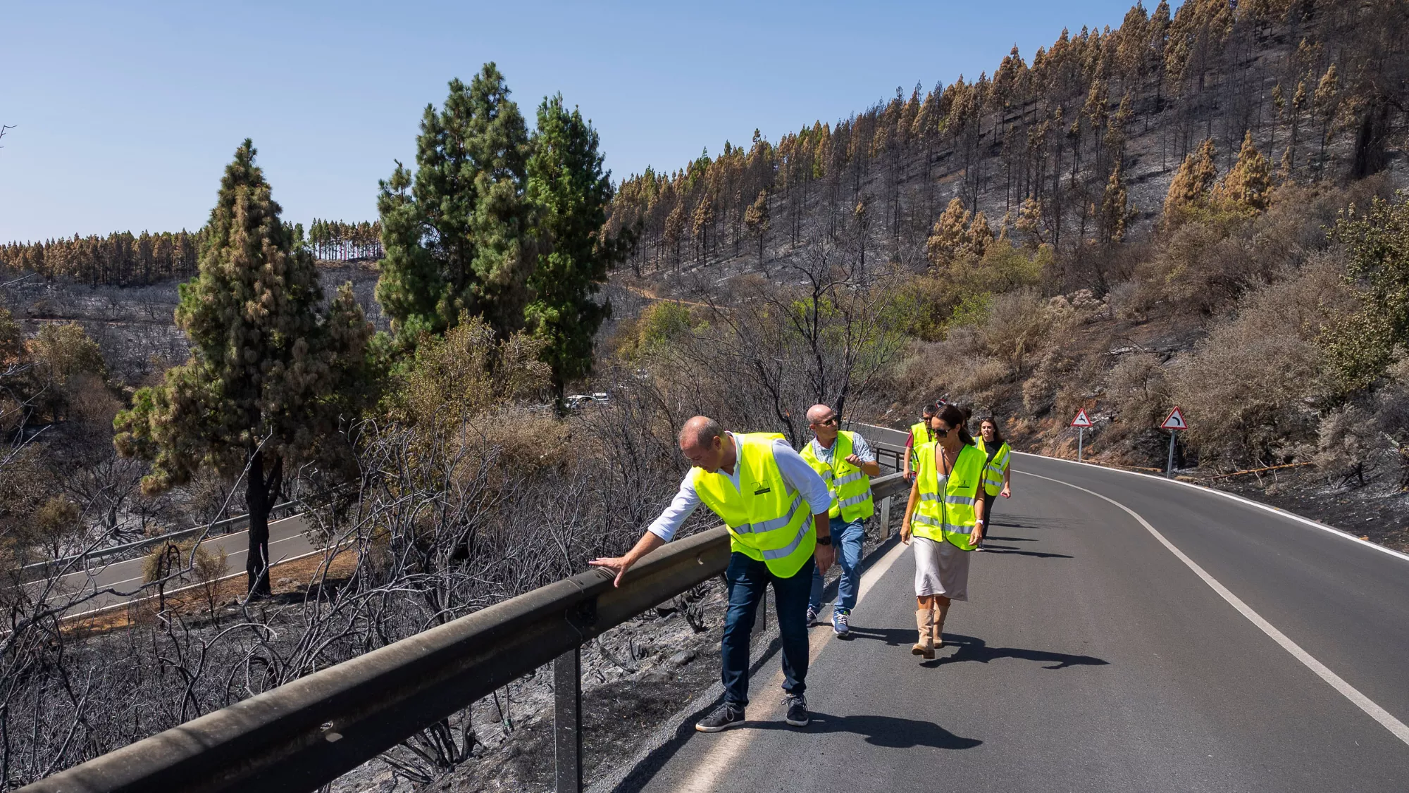 Imagen de Augusto Hidalgo valorando los daños por el incendio forestal de Tejeda / CABILDO DE GRAN CANARIA