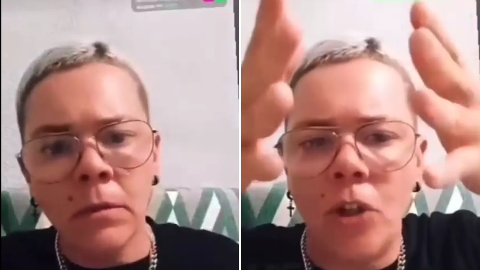 La tiktoker canaria Omy Jeyvie en un directo hablando sobre la okupación./ MONTAJE AH La tiktoker canaria Omy Jeyvie en un directo hablando sobre la okupación./ MONTAJE AH