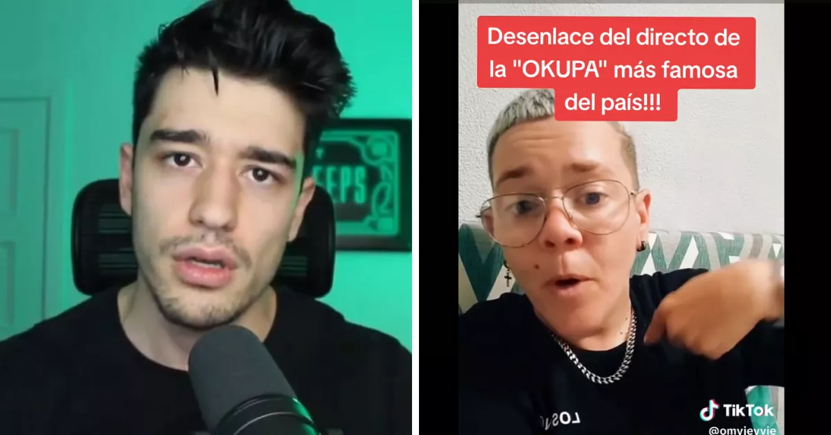 A la izquierda, Víctor Domínguez Burguillo, creador de Wall Street Wolverine. A la derecha, la tiktoker canaria Omy Jeyvie, que se había hecho pasar por okupa en un directo./ MONTAJE AH