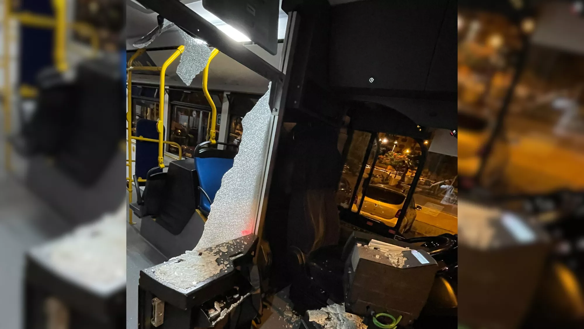 Imagen de la mampara del chófer rota / CEDIDA