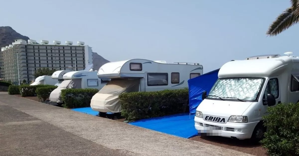 Autocaravanistas en el camping de Punta del Hidalgo durante el verano de 2023./ CEDIDA