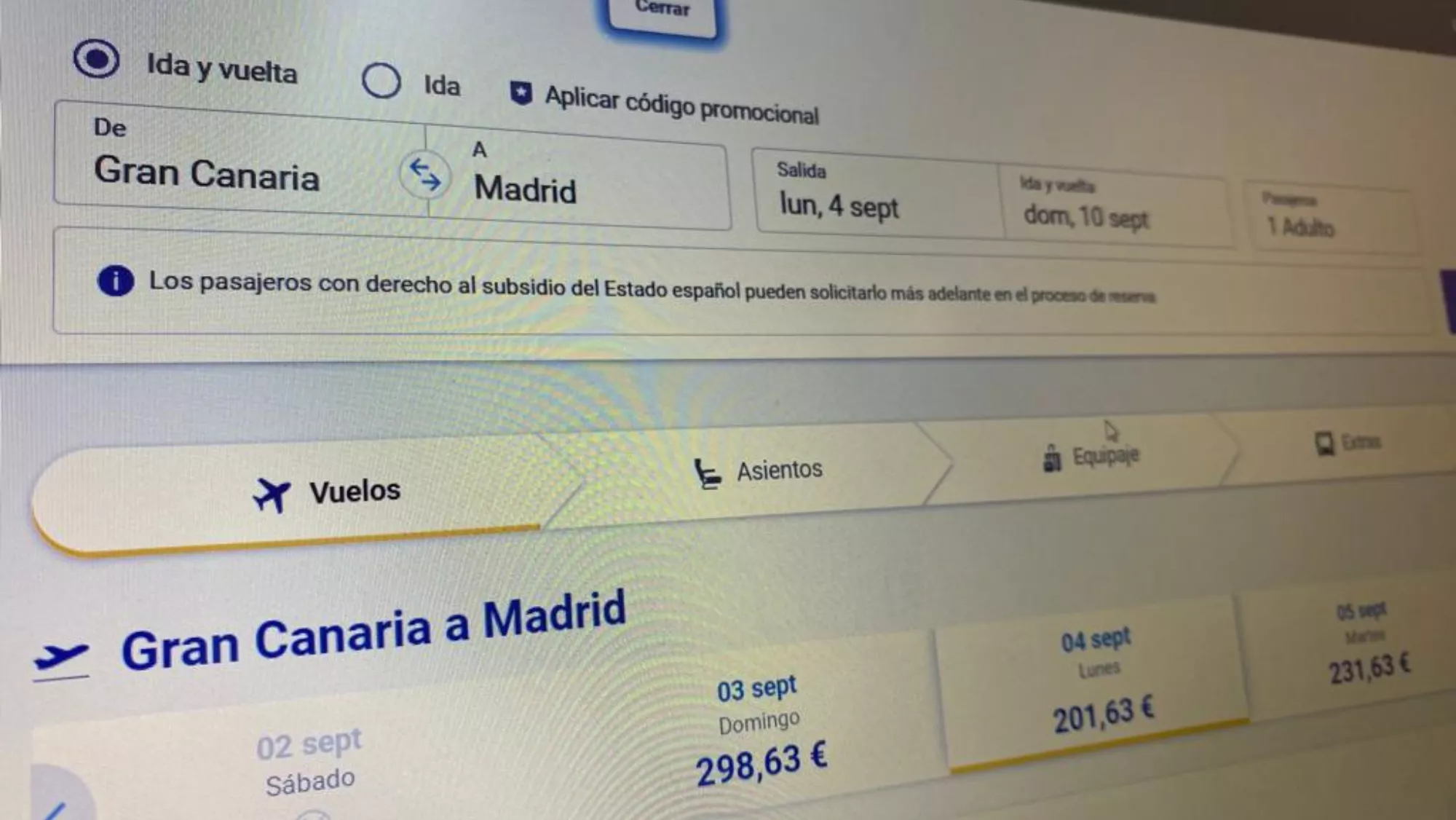 Precios de Gran Canaria a Madrid sin el descuento de residente / ATLÁNTICO HOY 
