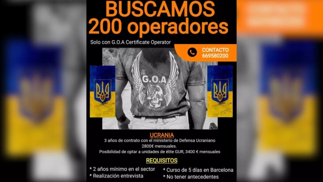 Imagen de la oferta de trabajo para combatir en Ucrania / GOA TACTICAL