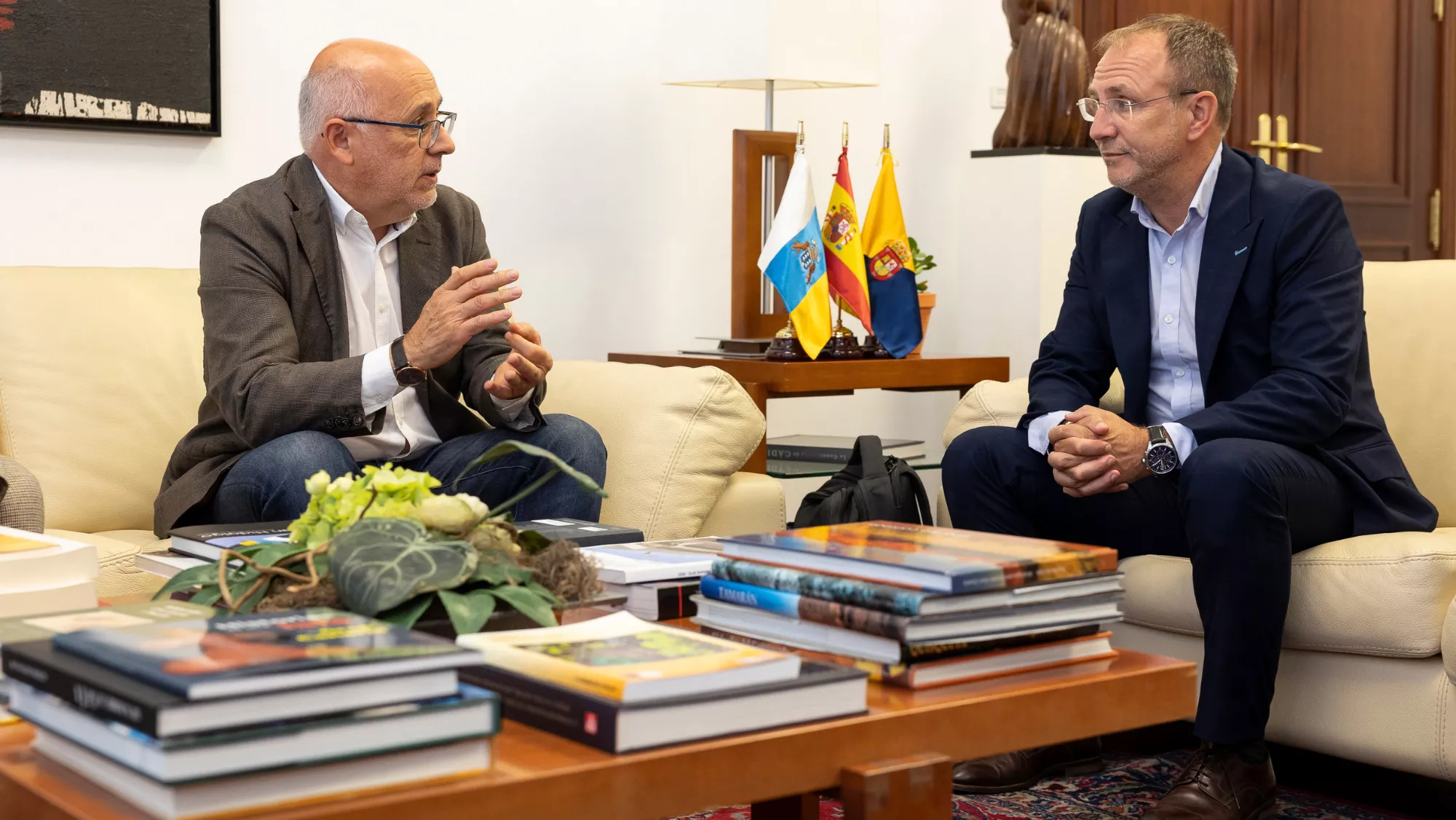 Los presidentes del Cabildo de Gran Canaria y La Palma se reunieron para hablar sobre la gestión de los incendios en las Islas / EFE - QUIQUE CURBELO