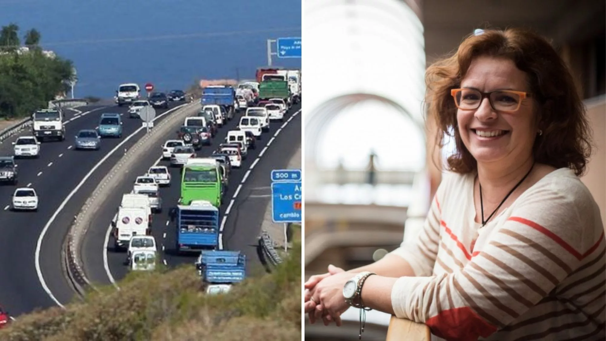 Atascos en la TF-1 y Rosa Marina González, directora de la Cátedra de Economía y Movilidad de la Universidad de La Laguna / AH
