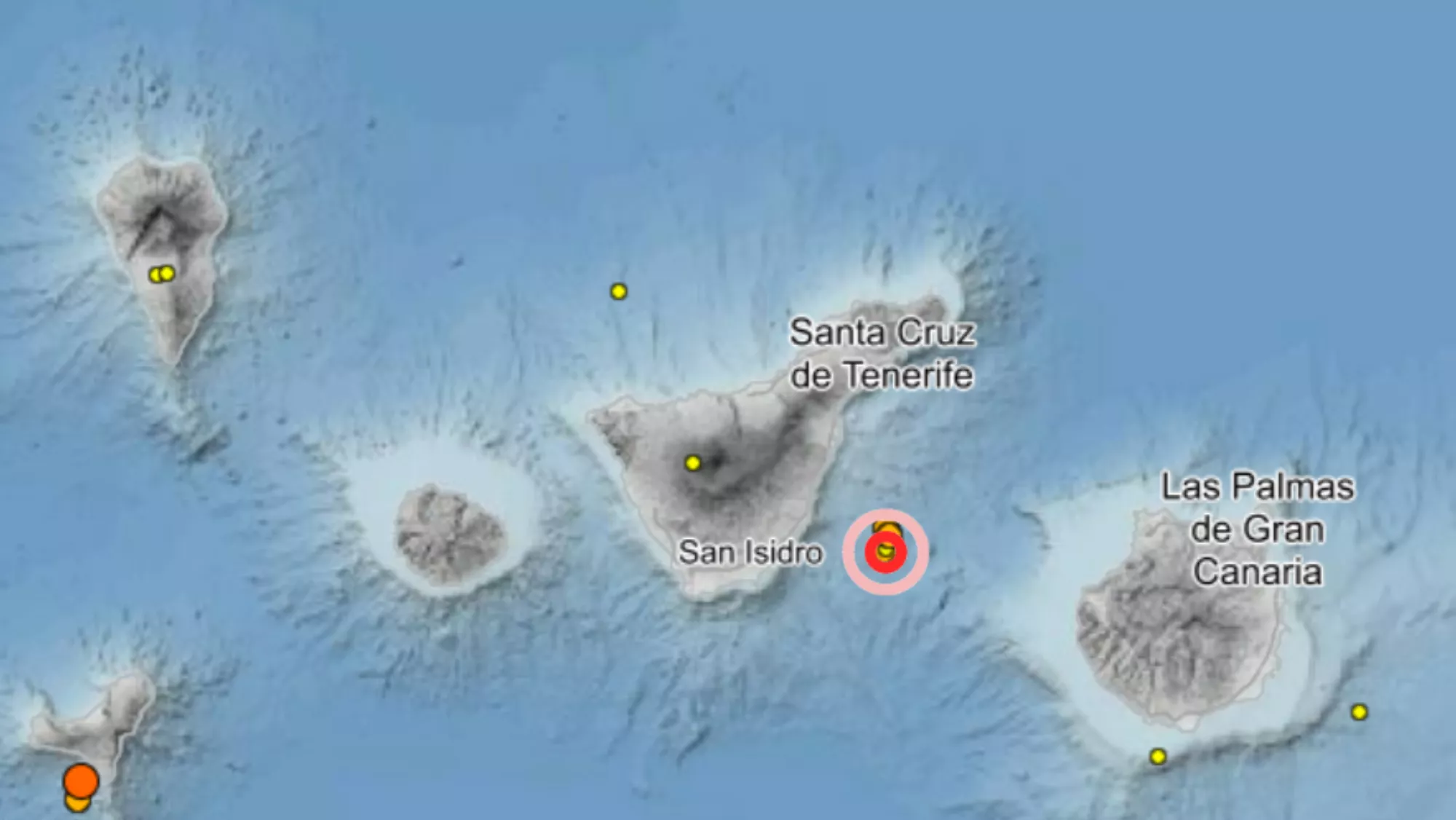Últimos seísmos registrados por el IGN en Canarias, con una pequeña serie sísmica en el volcán de Enmedio. IGN