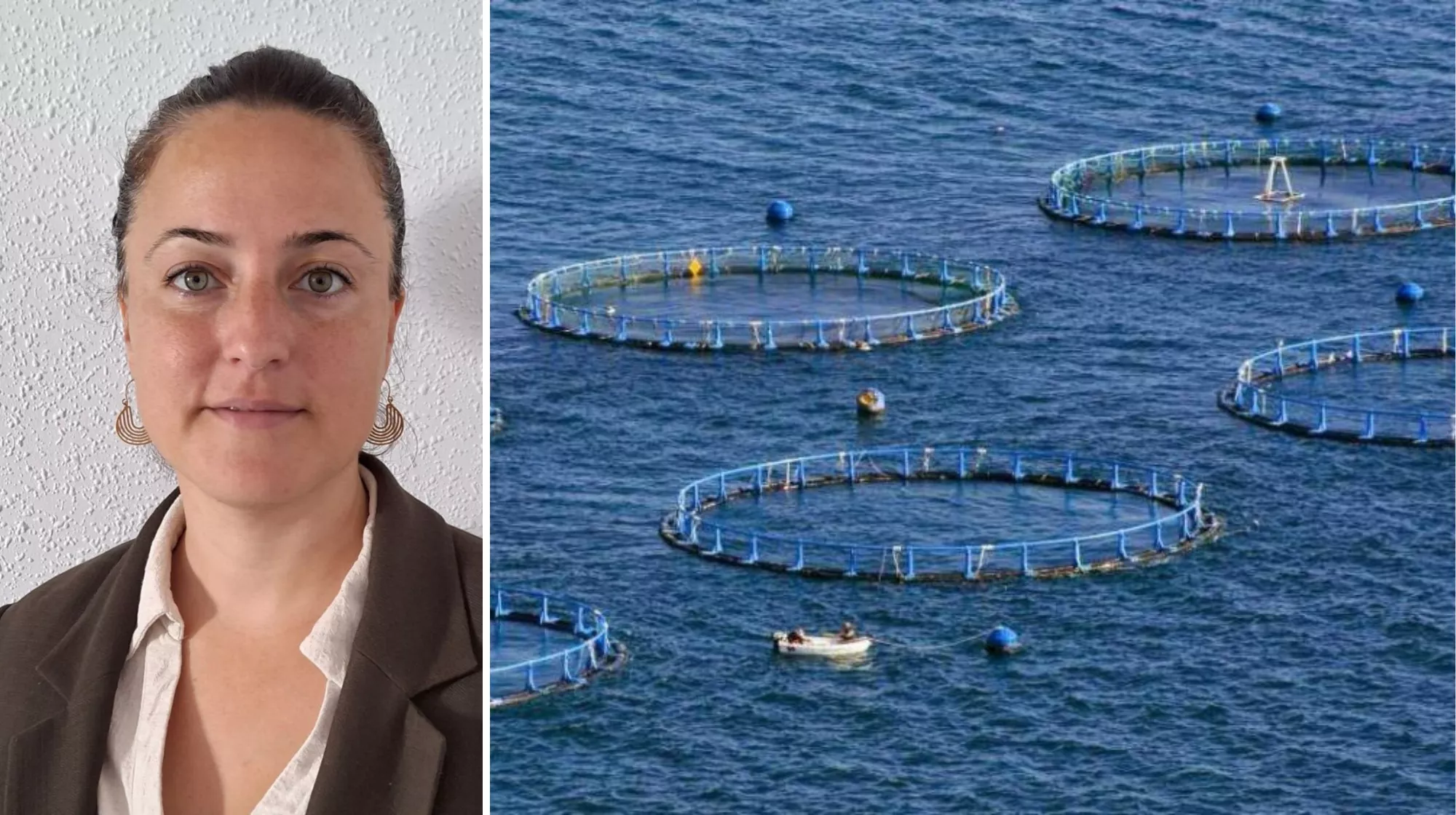 La investigadora de la ULL Deiene Rodríguez Barreto y unas instalaciones de acuicultura./