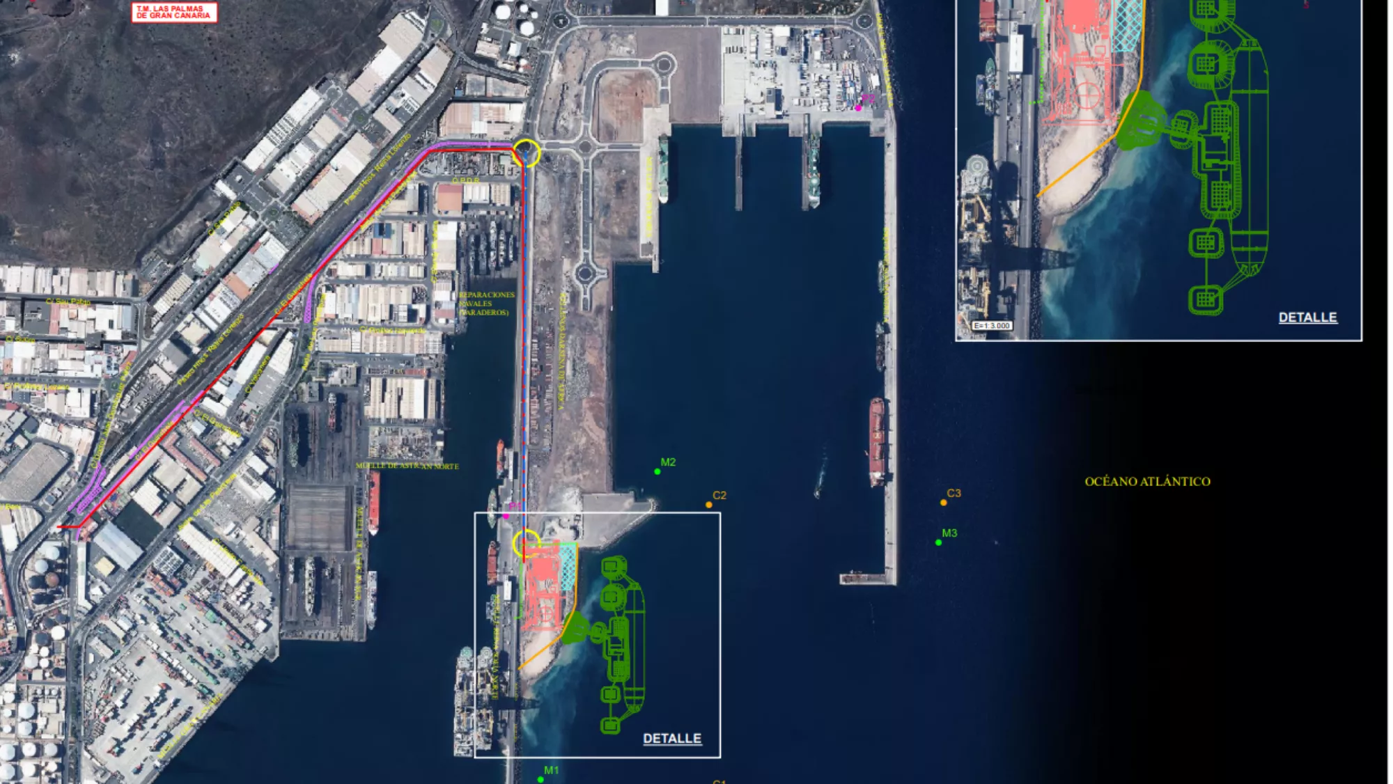 Plano de la localización de la planta de gas de Totisa en el Puerto de Las Palmas. / ESTUDIO DE IMPACTO AMBIENTAL
